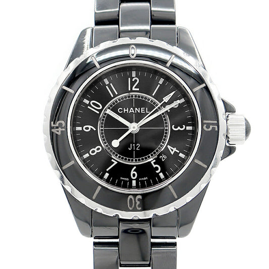 Battery replaced CHANEL J12 33mm H0682 Date 200m waterproof black black CE ceramic ladies quartz [6 months warranty] [watch] [used]