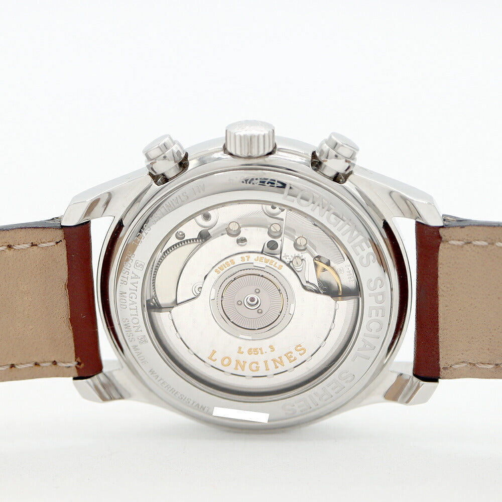 内部点検済 LONGINES ロンジン マスターコレクション アビゲーション クロノグラフ L2.629.4 デイト 裏スケ スモールセコンド 黒 ブラック SS ステンレス 純正ベルト 純正尾錠 メンズ 自動巻き【6ヶ月保証】【腕時計】【中古】
