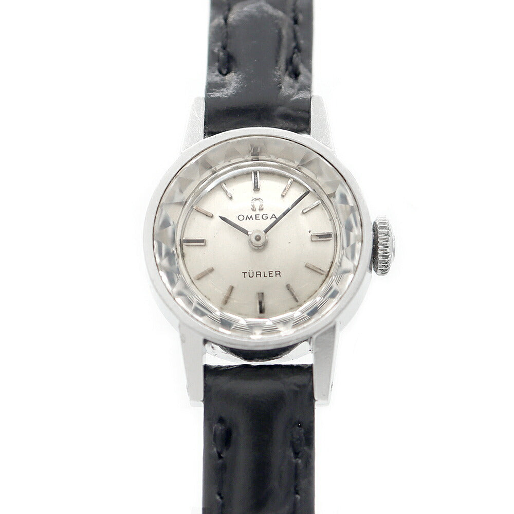 OMEGA TURLER W name cut glass 511.088 Cal.483 17 stones silver SS stainless steel ladies manual winding antique vintage [watch] [used]