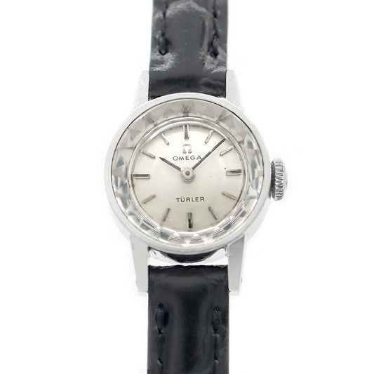 OMEGA TURLER W name cut glass 511.088 Cal.483 17 stones silver SS stainless steel ladies manual winding antique vintage [watch] [used]