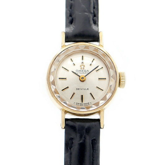 OMEGA DeVille cut glass 551.038 Cal.661 24 stones silver YGP yellow gold ladies automatic winding antique vintage DeVille [watch] [used]