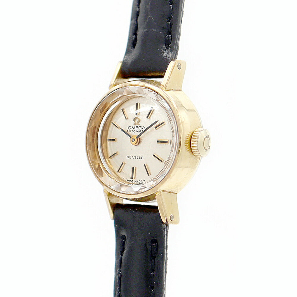 OMEGA オメガ DeVille デビル カットガラス 551.038 Cal.661 24石 シルバー YGP イエローゴールド レディース 自動巻き アンティーク ヴィンテージ デヴィル【腕時計】【中古】