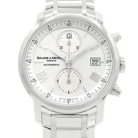 BAUME＆MERCIER ボーム&メルシェ クラシマ クロノグラフ 65591 デイト 白 ホワイト SS ステンレス メンズ 自動巻き【6ヶ月保証】【腕時計】【中古】