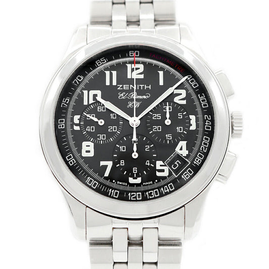 ZENITH Class El Primero 02.0500.420 Chronograph Date 100m Water Resistant Back Sketch Black SS Stainless Steel Men's Manual Winding [6 Month Warranty] [Watch] [Used]