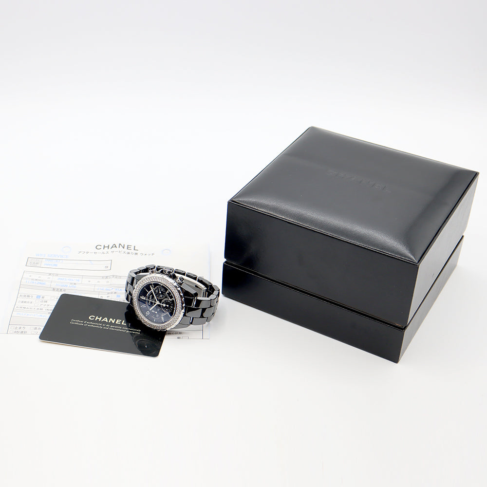 Internal point inspection CHANEL Chanel J12 41mm Chronograph H1009 Date Genuine Diamond Double Diamond Double Double Diamond Besel 200m Waterproof Black Black Ceramic SS Men's Automatic Wind [6 months warranty] [Watch] [Used]