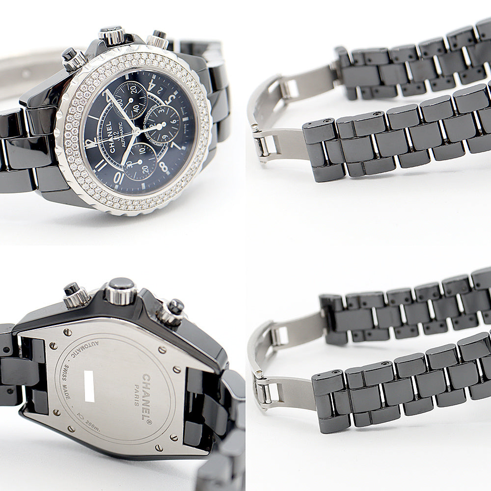 Internal point inspection CHANEL Chanel J12 41mm Chronograph H1009 Date Genuine Diamond Double Diamond Double Double Diamond Besel 200m Waterproof Black Black Ceramic SS Men's Automatic Wind [6 months warranty] [Watch] [Used]
