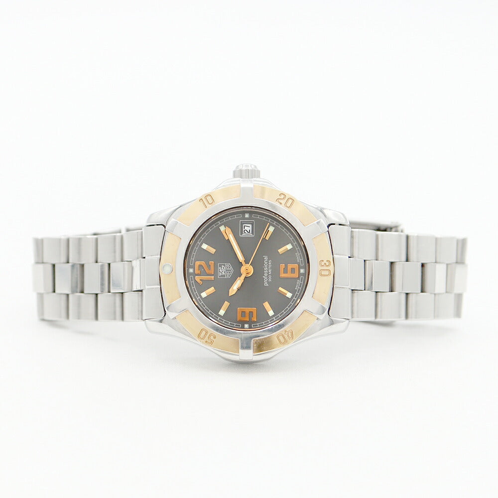 電池交換済 TAG Heuer タグホイヤー プロフェッショナル エクスクルーシブ WN1351 デイト 200m防水 グレー SS ステンレス PG ピンクゴールド レディース クォーツ【6ヶ月保証】【腕時計】【中古】