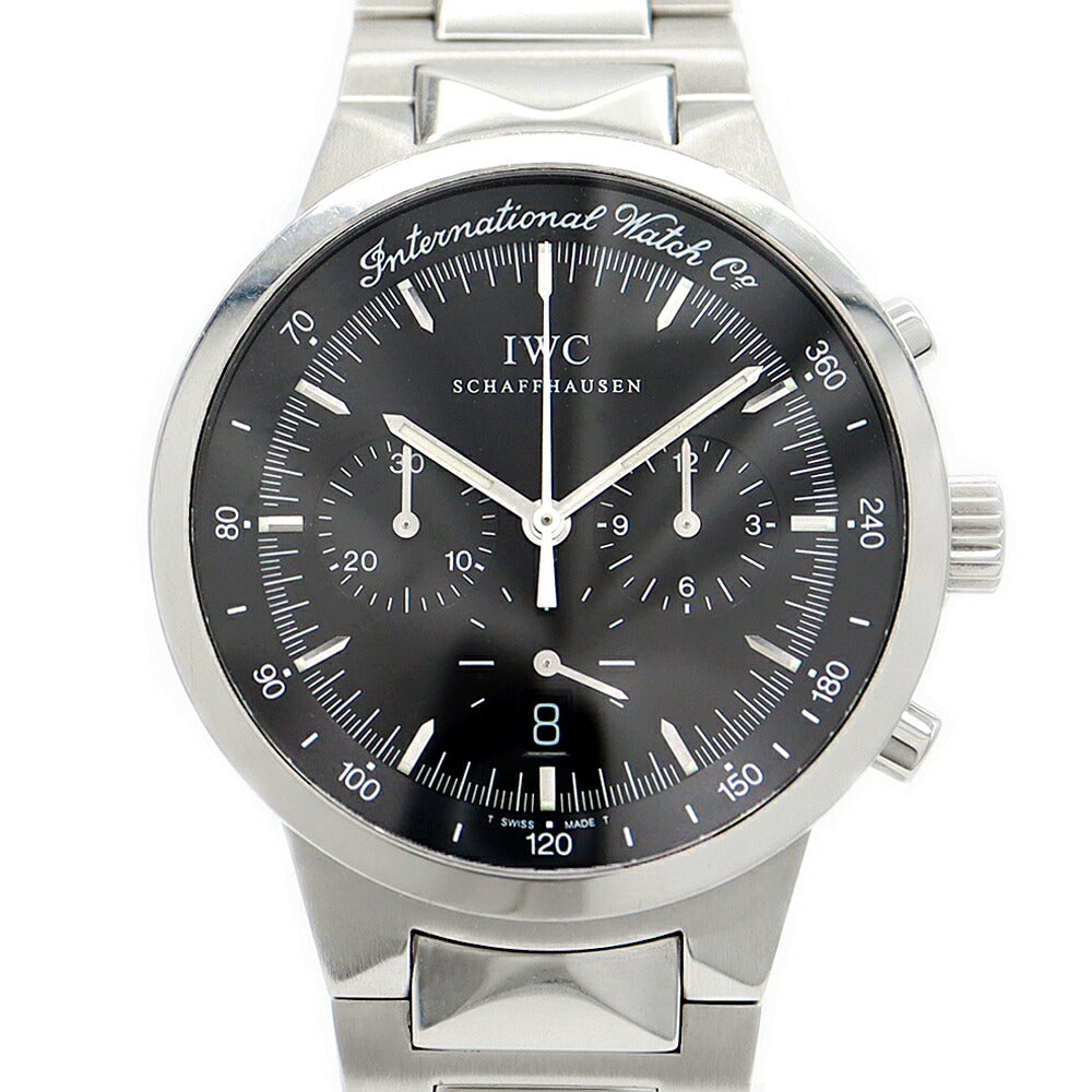 電池交換済 IWC インターナショナルウォッチカンパニー GST クロノグラフ メカニカルクォーツ IW372702 デイト 120m防水 スモールセコンド 黒 ブラック SS ステンレス メンズ クォーツ メカクォーツ【6ヶ月保証】【腕時計】【中古】