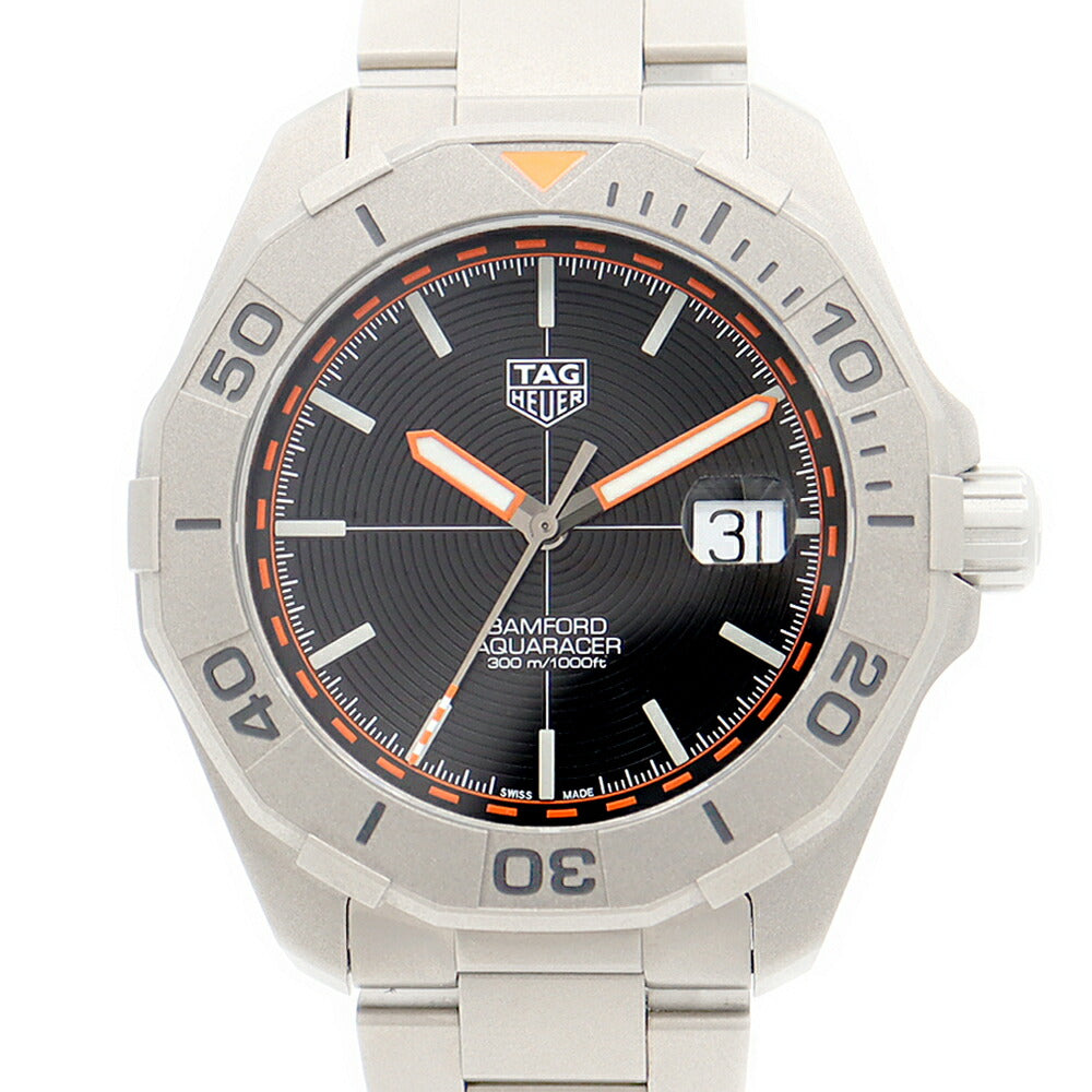 内部点検済 TAG Heuer タグホイヤー アクアレーサー バンフォード リミテッドエディション 世界限定1500本 WAY208F BF0638 デイト 300m防水 黒 ブラック Ti チタン メンズ 自動巻き【6ヶ月保証】【腕時計】【中古】