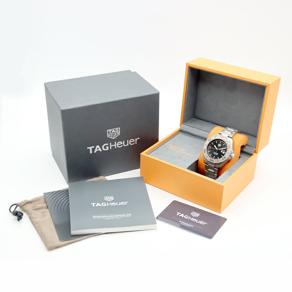 内部点検済 TAG Heuer タグホイヤー アクアレーサー バンフォード リミテッドエディション 世界限定1500本 WAY208F BF0638 デイト 300m防水 黒 ブラック Ti チタン メンズ 自動巻き【6ヶ月保証】【腕時計】【中古】