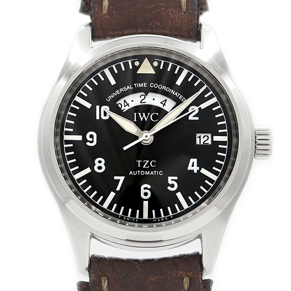 IWC インターナショナルウォッチカンパニー フリーガー UTC IW325101 デイト 黒 ブラック SS ステンレス 純正ベルト 純正尾錠 メンズ 自動巻き【6ヶ月保証】【腕時計】【中古】