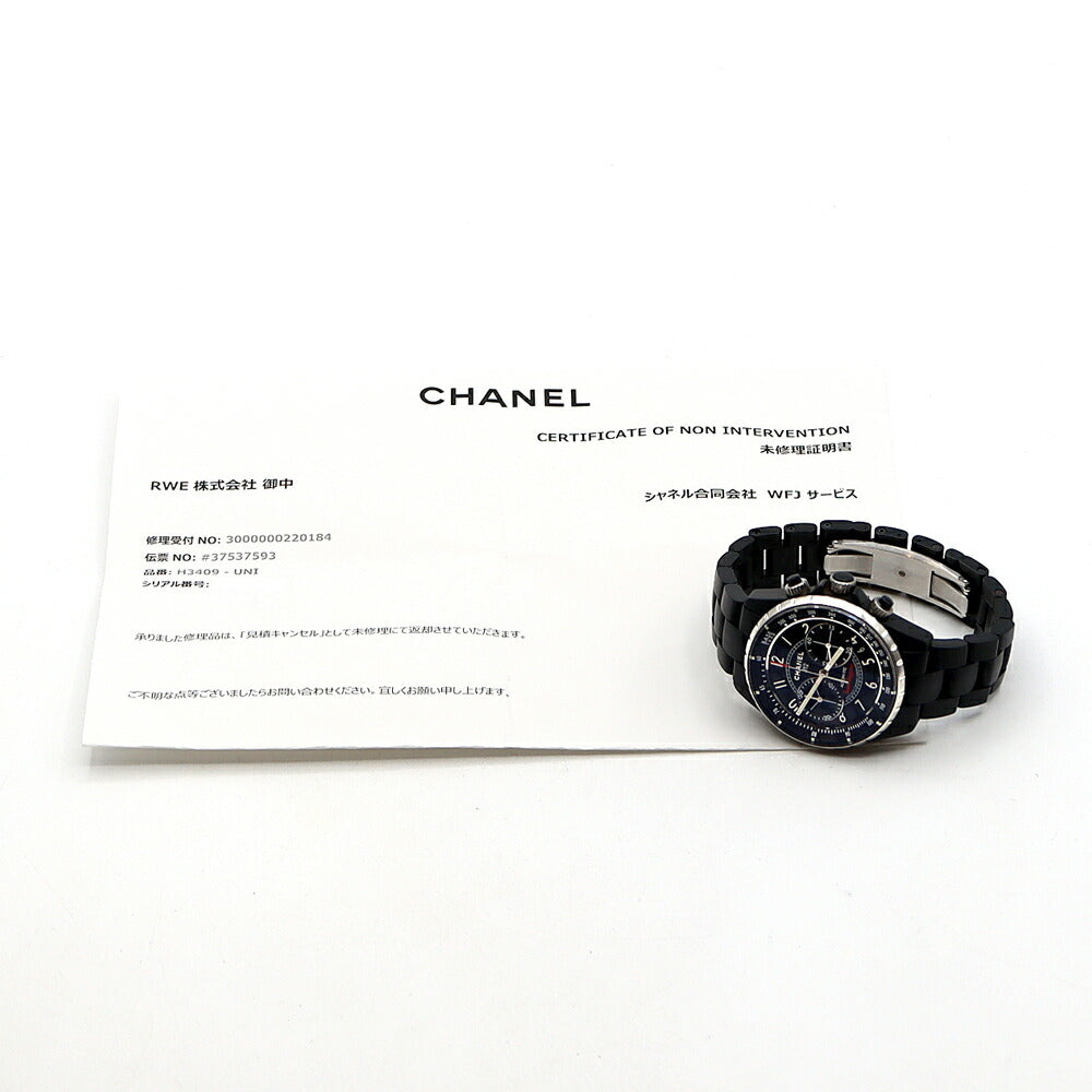 CHANEL シャネル J12 スーパーレッジェーラ 41mm H3409 クロノグラフ 200m防水 デイト 黒 ブラック CE セラミック SS ステンレス メンズ 自動巻き【6ヶ月保証】【腕時計】【中古】