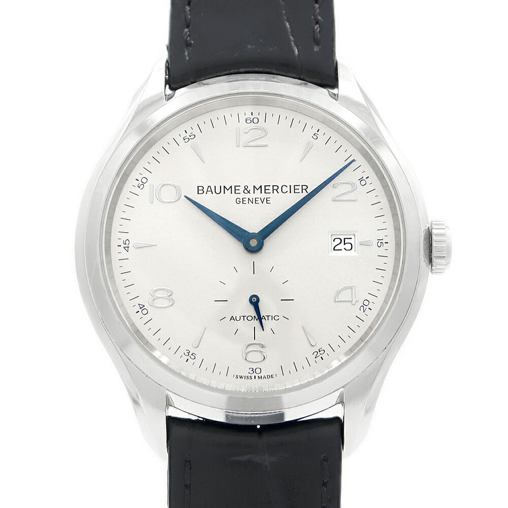 BAUME&MERCIER ボーム&メルシェ クリフトン 65717 MOA10052 デイト 50m防水 スモールセコンド シルバー SS ステンレス 純正尾錠 メンズ 自動巻き【6ヶ月保証】【腕時計】【中古】