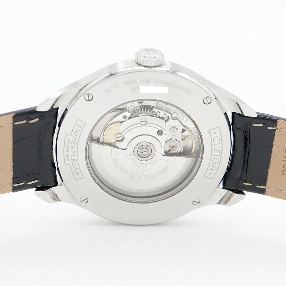 BAUME&MERCIER ボーム&メルシェ クリフトン 65717 MOA10052 デイト 50m防水 スモールセコンド シルバー SS ステンレス 純正尾錠 メンズ 自動巻き【6ヶ月保証】【腕時計】【中古】
