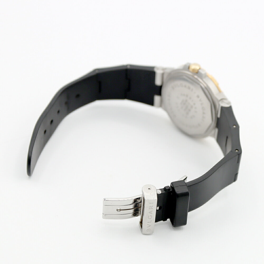 BVLGARI ブルガリ ディアゴノ スクーバ SD38SG デイト 200m防水 黒 ブラック K18YG イエローゴールド SS ステンレス コンビ 純正ベルト 純正尾錠 メンズ 自動巻き【6ヶ月保証】【腕時計】【中古】