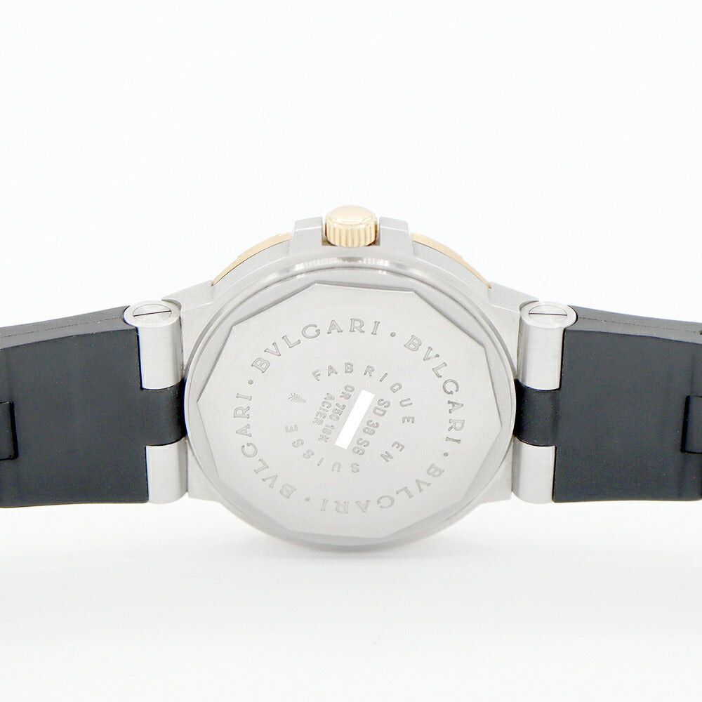 BVLGARI ブルガリ ディアゴノ スクーバ SD38SG デイト 200m防水 黒 ブラック K18YG イエローゴールド SS ステンレス コンビ 純正ベルト 純正尾錠 メンズ 自動巻き【6ヶ月保証】【腕時計】【中古】