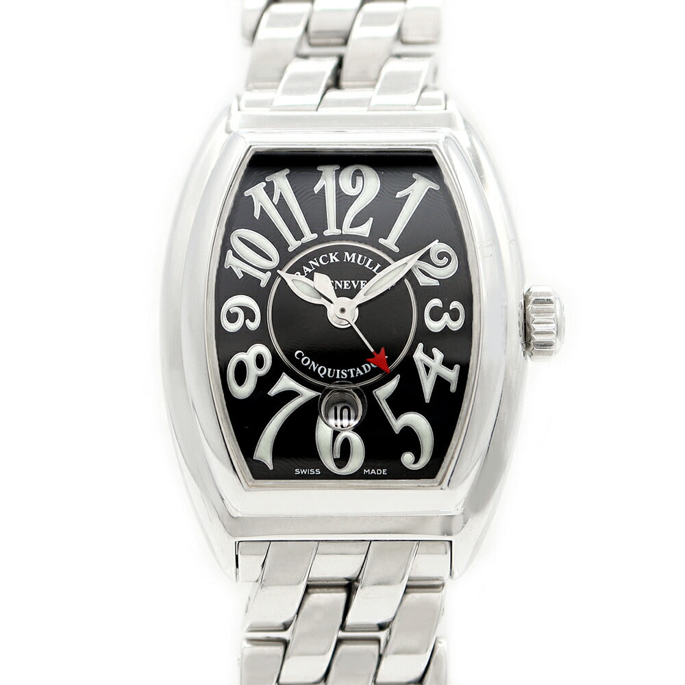 FRANCK MULLER フランクミュラー コンキスタドール 8005L デイト 黒 ブラック SS ステンレス レディース 自動巻き【6ヶ月保証】【中古】【腕時計】