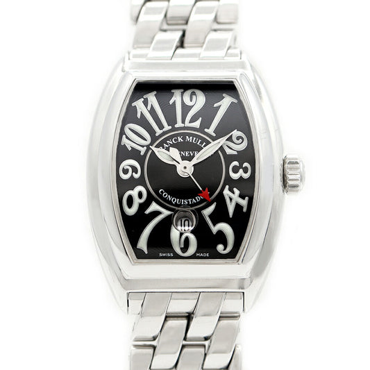 FRANCK MULLER フランクミュラー コンキスタドール 8005L デイト 黒 ブラック SS ステンレス レディース 自動巻き【6ヶ月保証】【中古】【腕時計】