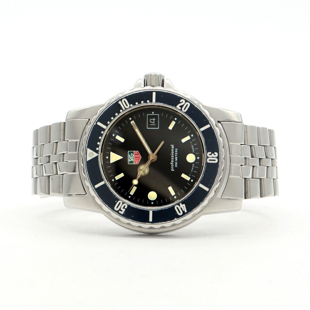 電池交換済 TAG Heuer タグホイヤー プロフェッショナル 1500シリーズ WD1210-G-20 デイト 200m防水 黒 ブラック SS ステンレス メンズ クォーツ【6ヶ月保証】【腕時計】【中古】