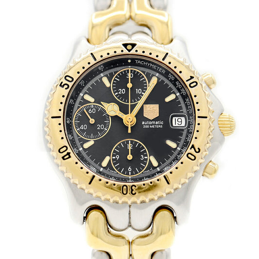 TAG Heuer Cell Chronograph CG2121-R0 Date 200m Water Resistant Black YGP Yellow Gold SS Stainless Steel Men's Automatic Winding [6 Month Warranty] [Watch] [Used]