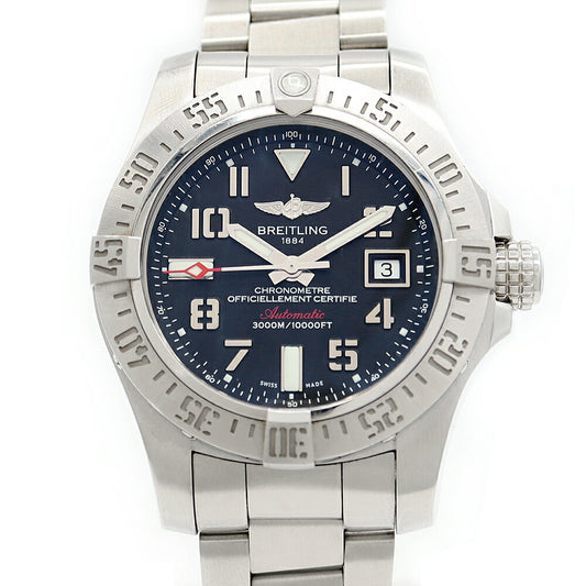内部点検済 BREITLING ブライトリング アベンジャーII シーウルフ A1733110 A17331 3000m防水 デイト 黒 ブラック SS ステンレス メンズ 自動巻き【6ヶ月保証】【腕時計】【中古】