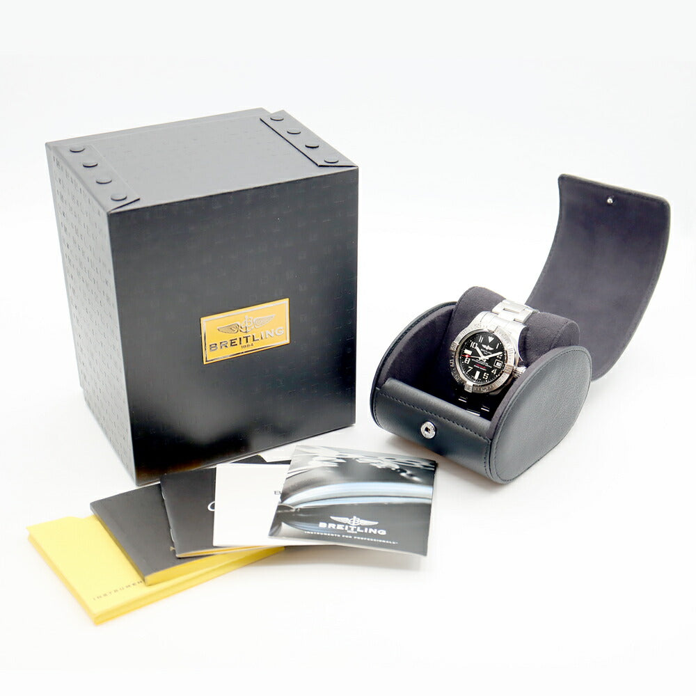 内部点検済 BREITLING ブライトリング アベンジャーII シーウルフ A1733110 A17331 3000m防水 デイト 黒 ブラック SS ステンレス メンズ 自動巻き【6ヶ月保証】【腕時計】【中古】