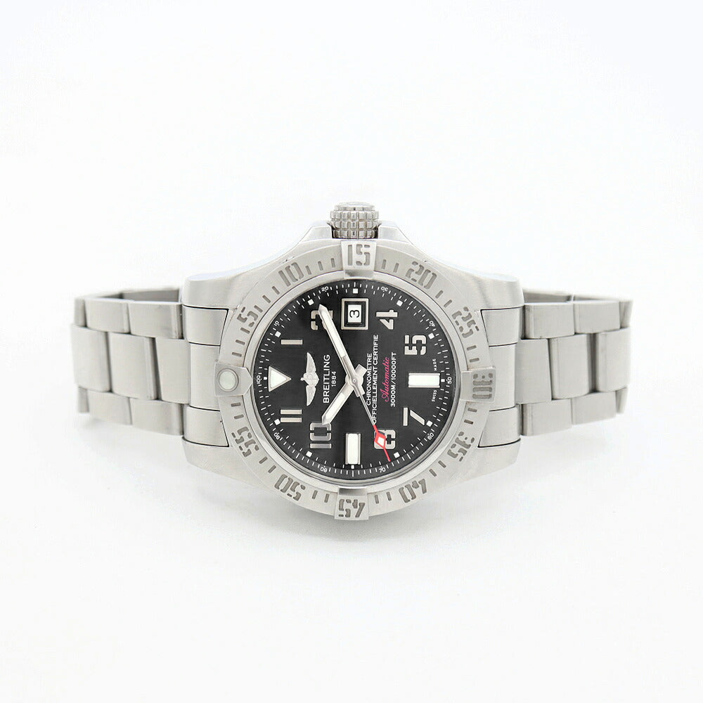 内部点検済 BREITLING ブライトリング アベンジャーII シーウルフ A1733110 A17331 3000m防水 デイト 黒 ブラック SS ステンレス メンズ 自動巻き【6ヶ月保証】【腕時計】【中古】