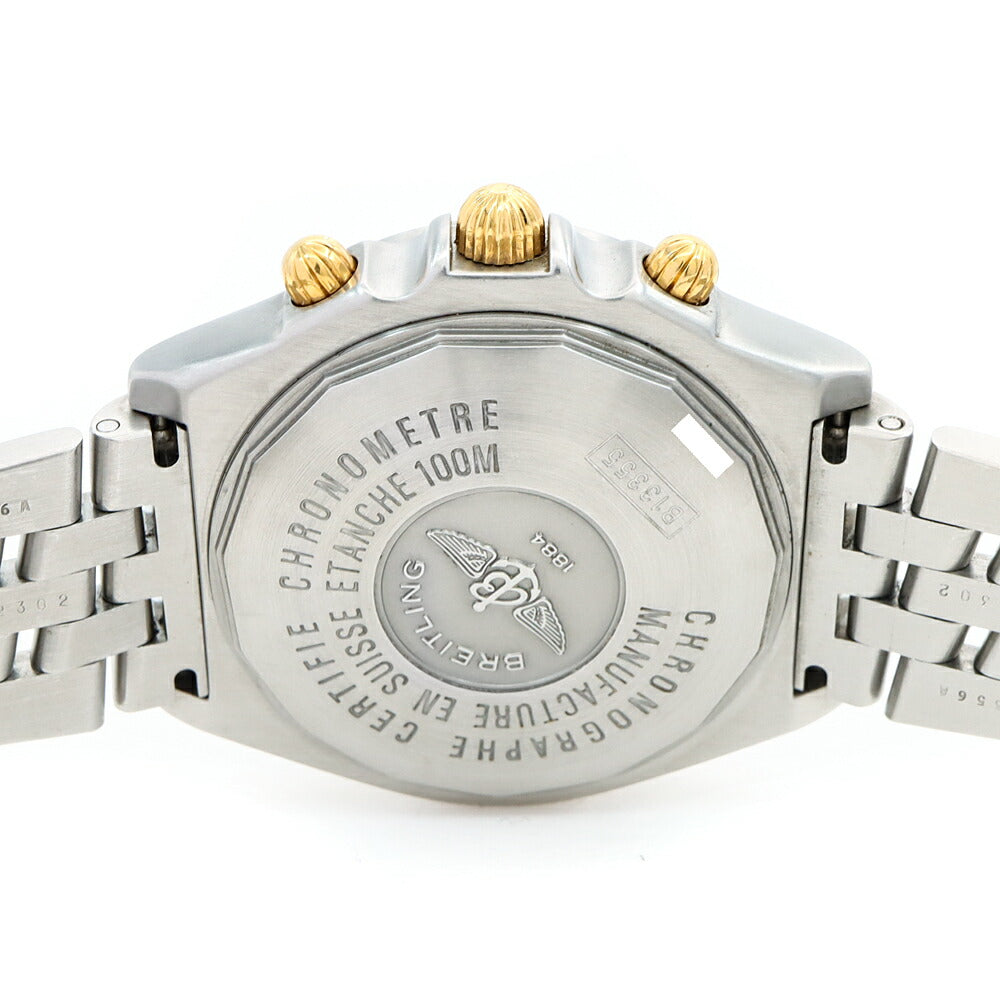 BREITLING ブライトリング クロスウィンド ビコロ クロノグラフ B13355 デイト 100m防水 黒 ブラック SS ステンレス YG イエローゴールド コンビ メンズ 自動巻き【6ヶ月保証】【腕時計】【中古】