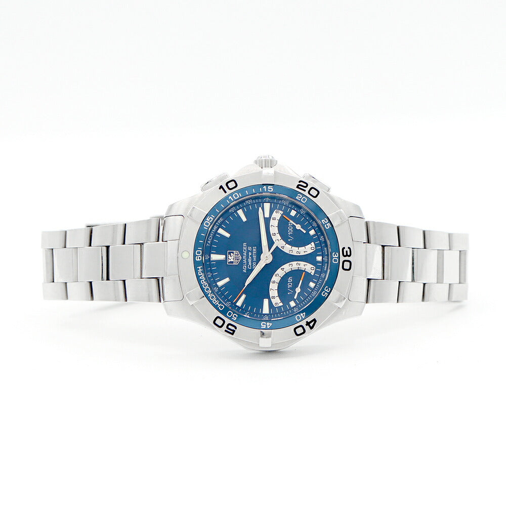 電池交換済 TAG Heuer タグホイヤー アクアレーサー キャリバーS クロノグラフ CAF7012 BA0815 300m防水 青 ブルー SS ステンレス メンズ クォーツ【6ヶ月保証】【腕時計】【中古】
