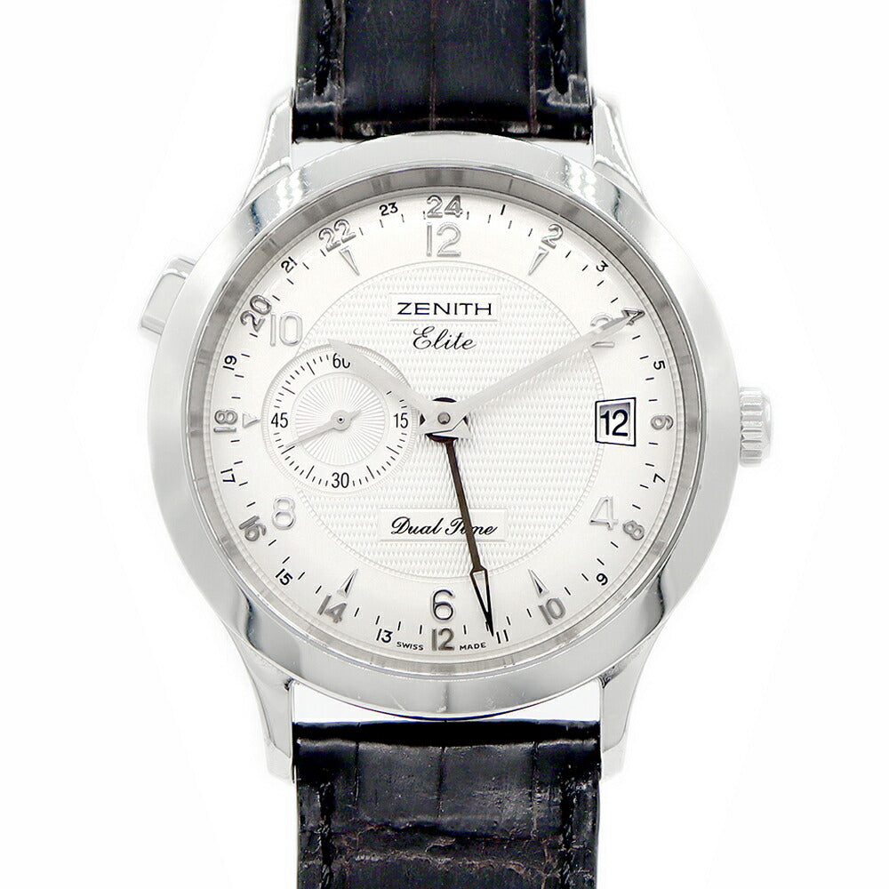 ZENITH ゼニス クラスエリート デュアルタイム 03.1125.682 GMT デイト スモールセコンド シルバー SS ステンレス 純正ベルト 純正バックル尾錠 メンズ 自動巻き【6ヶ月保証】【腕時計】【中古】