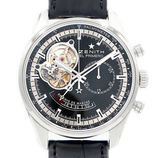 Internally inspected ZENITH El Primero Chronomaster Open Power Reserve Chronograph 03.2080.4021 Small Second Black SS Stainless Steel Genuine Belt Genuine Buckle Men's Automatic Winding [6 Month Warranty] [Watch] [Used]