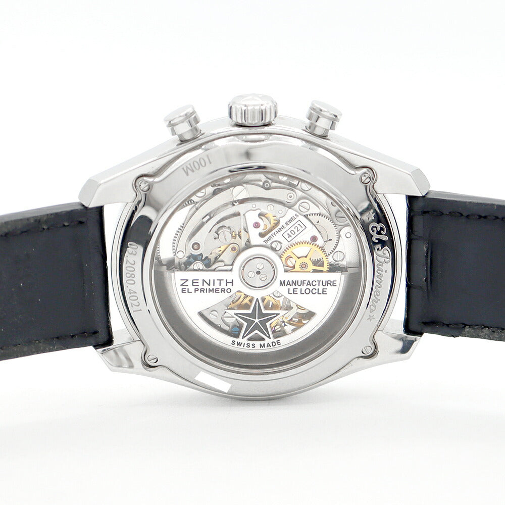 内部点検済 ZENITH ゼニス エルプリメロ クロノマスター オープン パワーリザーブ クロノグラフ 03.2080.4021 スモールセコンド 黒 ブラック SS ステンレス 純正ベルト 純正尾錠 メンズ 自動巻き【6ヶ月保証】【腕時計】【中古】