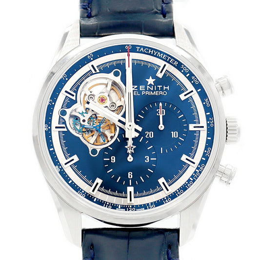 ZENITH Chronomaster El Primero Open Charles Vermot Tribute 03.20416.4061 51.C700 Chronograph Back Skew Blue SS Stainless Steel Genuine Belt Genuine Buckle Buckle Men's Automatic Winding [6 Month Warranty] [Watch] [Used]