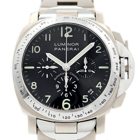PANERAI LUMINOR Chronograph PAM00072 No. C 200m Water Resistant Back Sketch Small Second Black SS Stainless Steel Ti Titanium Men's Automatic Winding [6 Month Warranty] [Watch] [Used]