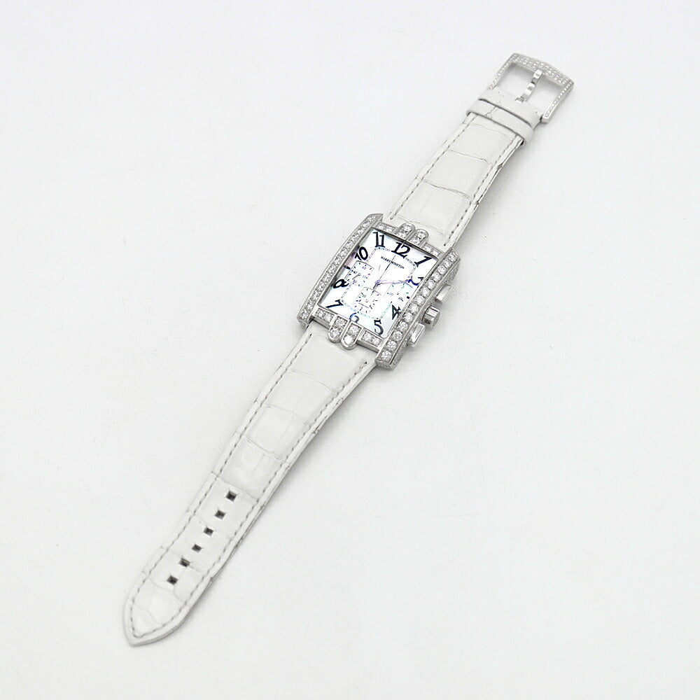 内部点検済 HARRY WINSTON ハリーウィンストン アヴェニューC クロノグラフ 純正ダイヤベゼル 330/MCA AVCACH32WW006 ダイヤモンド 白 ホワイトシェル K18WG ホワイトゴールド 純正ベルト 純正ダイヤ尾錠 メンズ 自動巻き【6ヶ月保証】【腕時計】【中古】