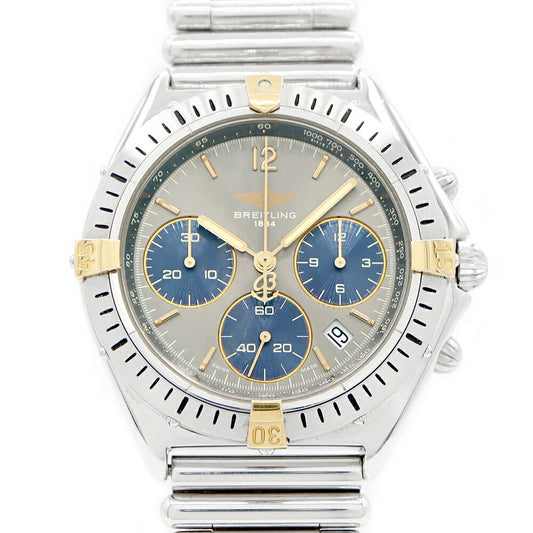 Battery replaced BREITLING Chronosextant Wind Rider B55045 Chronograph 50m Water Resistant Date Gray YG Yellow Gold SS Stainless Steel Combi Men's Quartz [6 Month Warranty] [Watch] [Used]