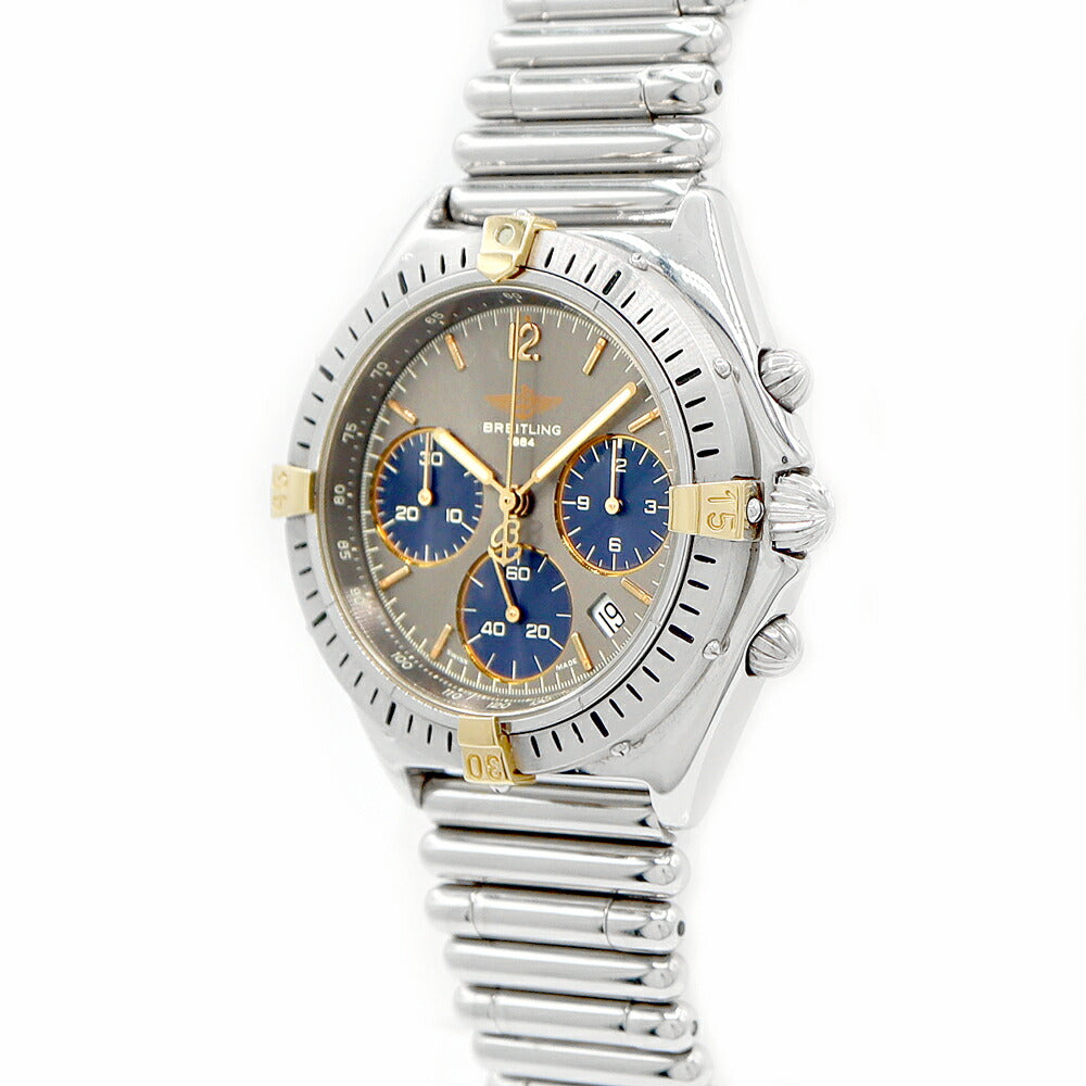 電池交換済 BREITLING ブライトリング クロノセクスタント ウインドライダー B55045 クロノグラフ 50m防水 デイト グレー YG イエローゴールド SS ステンレス コンビ メンズ クォーツ【6ヶ月保証】【腕時計】【中古】
