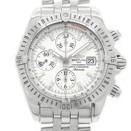 Internally inspected BREITLING Chronomat Evolution Chronograph A13356 Small Second Date 300m Water Resistant Silver SS Stainless Steel Men's Automatic Winding [6 Month Warranty] [Watch] [Used]