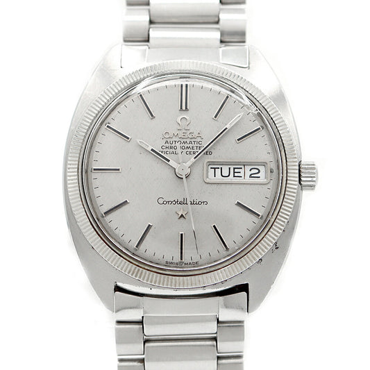 OMEGA Constellation C Line Chronometer 168.029 Cal.751 24 Jewels Day Date WG Bezel Linen Dial Silver SS Stainless Steel Men's Automatic Winding Antique Vintage [Watch] [Used]