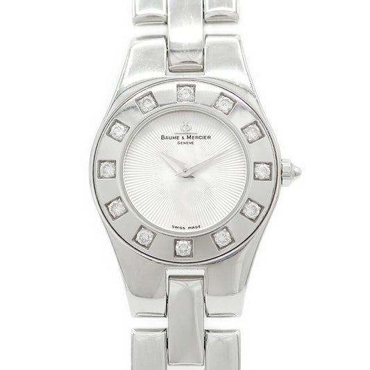 Battery replaced BAUME & MERCIER Linea 65338 Diamond Diamond Bezel White White SS Stainless Steel Ladies Quartz [6 Month Warranty] [Watch] [Used]