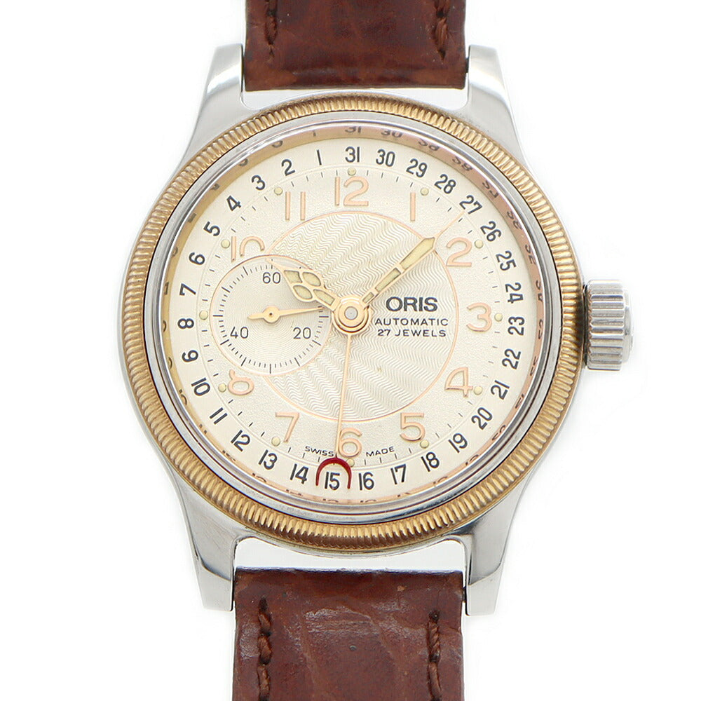 ORIS オリス ポインターデイト 7462 裏スケ シルバー SS ステンレス 純正ベルト 純正尾錠 メンズ 自動巻き【6ヶ月保証】【腕時計】【中古】