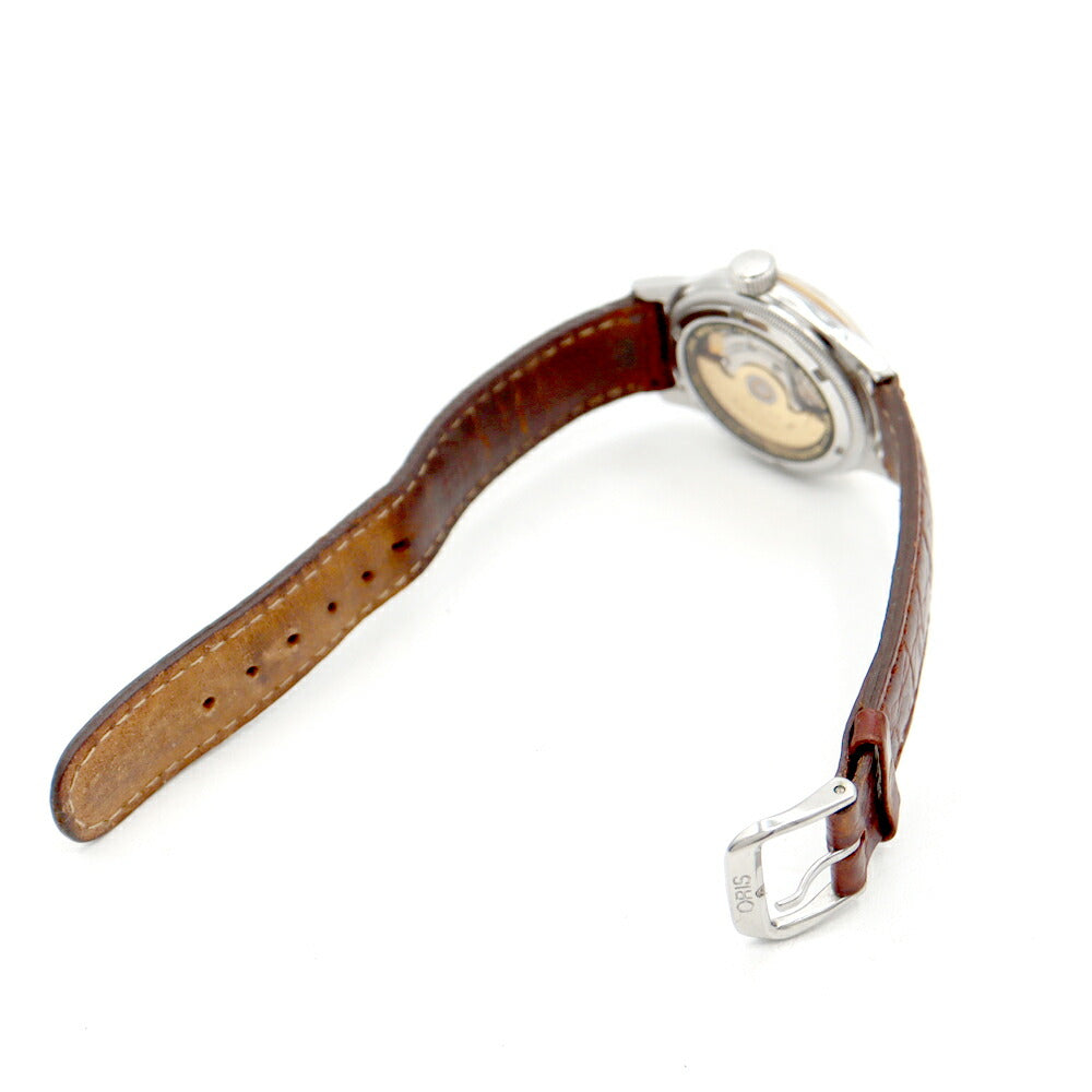 ORIS オリス ポインターデイト 7462 裏スケ シルバー SS ステンレス 純正ベルト 純正尾錠 メンズ 自動巻き【6ヶ月保証】【腕時計】【中古】