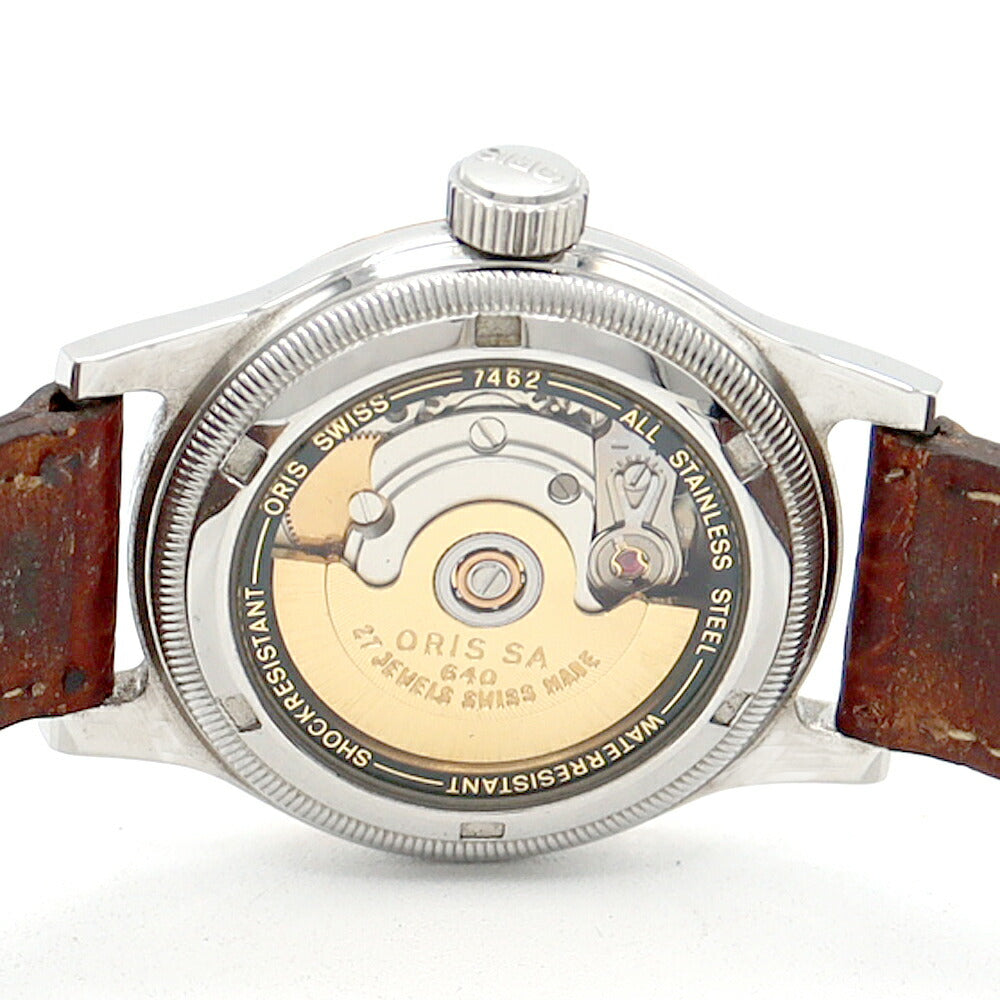 ORIS オリス ポインターデイト 7462 裏スケ シルバー SS ステンレス 純正ベルト 純正尾錠 メンズ 自動巻き【6ヶ月保証】【腕時計】【中古】
