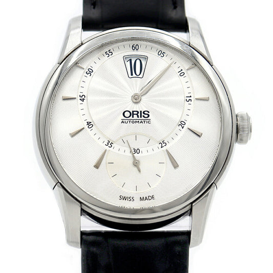 Internally inspected ORIS Artelier Jumping Hour 7702 Back Skelton 50m Water Resistant Silver SS Stainless Steel Genuine Buckle Men's Automatic Winding [6 Month Warranty] [Watch] [Used]