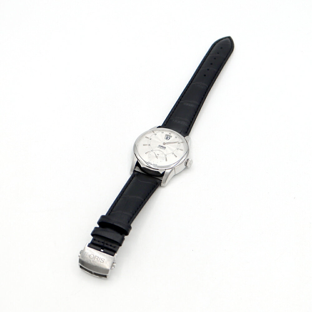 内部点検済 ORIS オリス アートリエ ジャンピングアワー 7702 裏スケ 50m防水 シルバー SS ステンレス 純正尾錠 メンズ 自動巻き【6ヶ月保証】【腕時計】【中古】