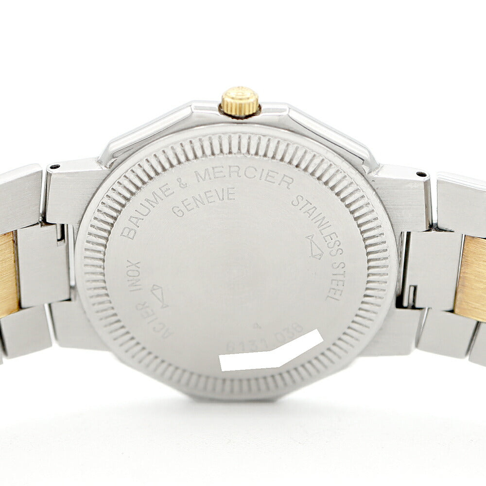 電池交換済 BAUME&MERCIER ボーム&メルシェ リビエラ 6131.038 ムーンフェイズ トリプルカレンダー 白 ホワイト SS ステンレス YGP イエローゴールド コンビ メンズ クォーツ リヴィエラ【6ヶ月保証】【腕時計】【中古】