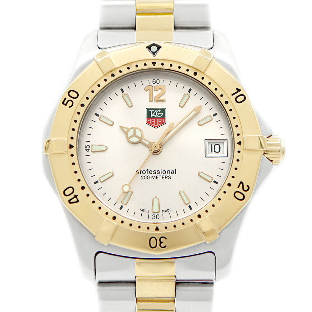 電池交換済 TAG Heuer タグホイヤー プロフェッショナル 2000 クラシック WK1120 デイト 200m防水 シルバー SS ステンレス YGP イエローゴールド コンビ メンズ クォーツ【6ヶ月保証】【腕時計】【中古】