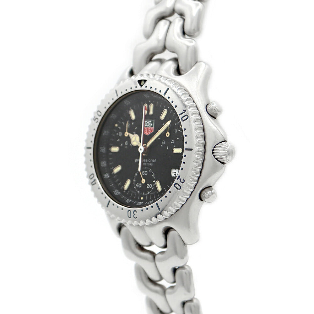 電池交換済 TAG Heuer タグホイヤー セル プロフェッショナル クロノグラフ CG1110 デイト 200m防水 黒 ブラック SS ステンレス メンズ クォーツ【6ヶ月保証】【腕時計】【中古】