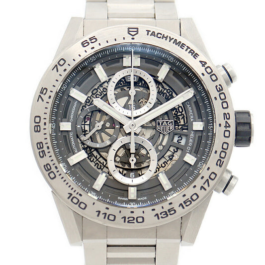 IS☆TAG Heuer タグホイヤー カレラ キャリバー ホイヤー01 グレーファントム クロノグラフ CAR2A8A BF0707 デイト 裏スケ 100m防水 スモールセコンド スケルトン Ti チタン メンズ 自動巻き【6ヶ月保証】【腕時計】【中古】