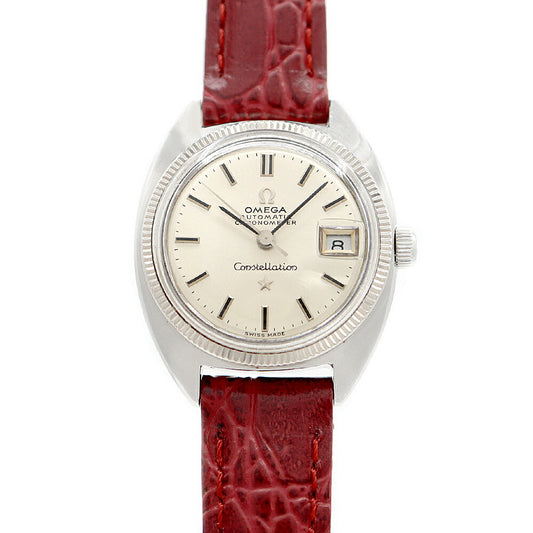 OMEGA Constellation 569.011 Cal.662 24 Stone Date Silver SS Stainless Steel Genuine Buckle Ladies Automatic Antique Vintage [Watch] [Used]